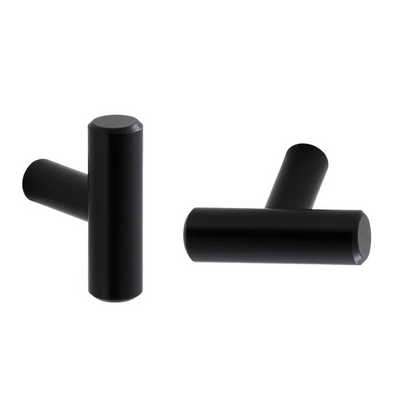 2 boutons de meuble En T Urban, acier noir verni