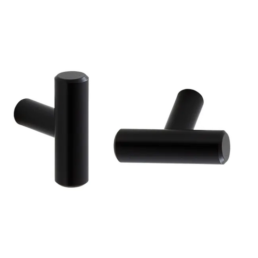 2 boutons de meuble En T Urban, acier noir verni