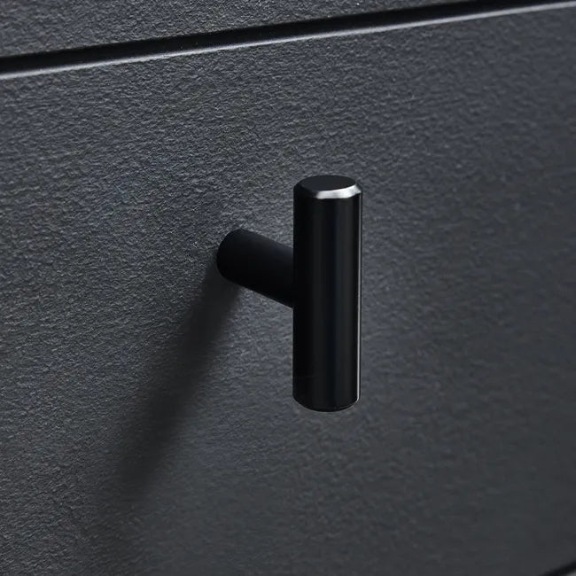 2 boutons de meuble En T Urban, acier noir verni