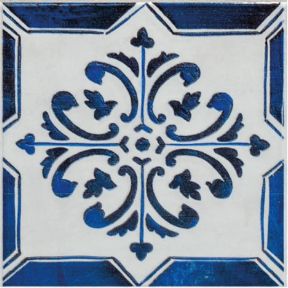 Lot de 9 stickers décoratifs carreau de ciment, bleu, 10 cm x 10 cm