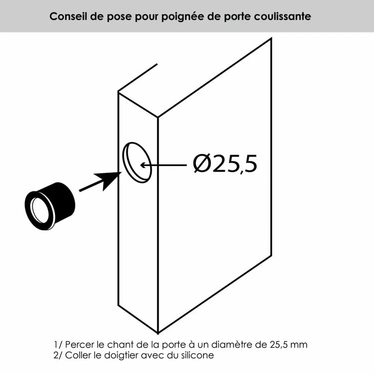 Doigtier porte coulissante carré zamak brossé canon de fusil