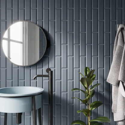 Carrelage mur intérieur effet bleu foncé mat Metro l.7.5 x L.30 cm ARTENS