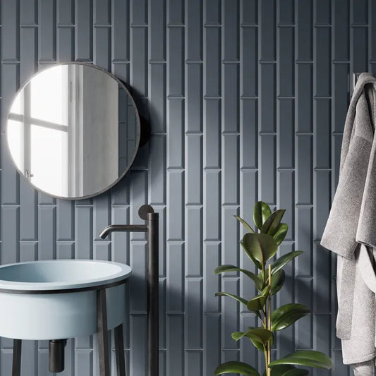 Carrelage mur intérieur effet bleu foncé mat Metro l.7.5 x L.30 cm ARTENS