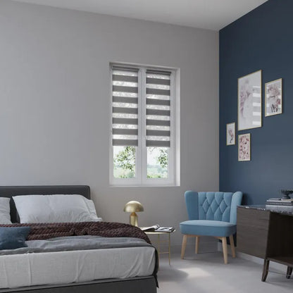 Store enrouleur jour/nuit Lurex gris clair, l.40 x H.160 cm, DECOSOL DELUXE