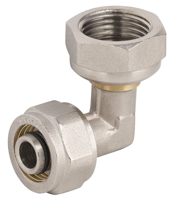 Coude écrou libre à compression femelle 15/21 (1/2") pour tube multicouche Ø16