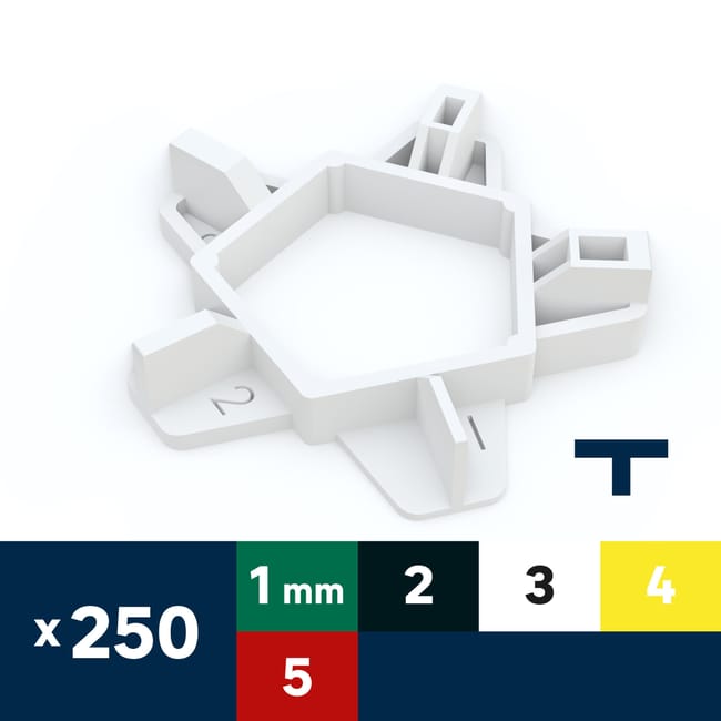Lot de 250 croisillons T réutilisable multi taille, DEXTER