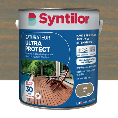 Saturateur pour bois extérieur SYNTILOR Ultra protect gris mat 5 l
