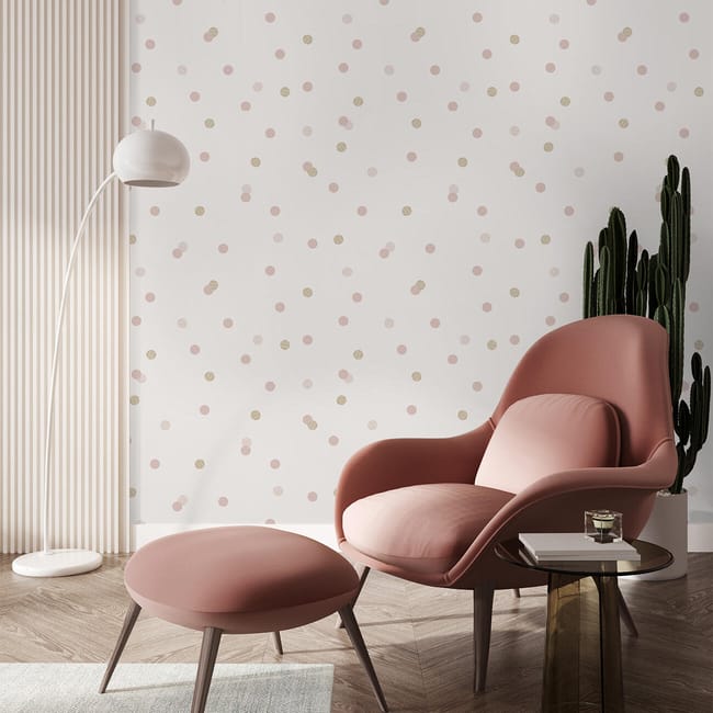 Papier peint intissé Pois rose