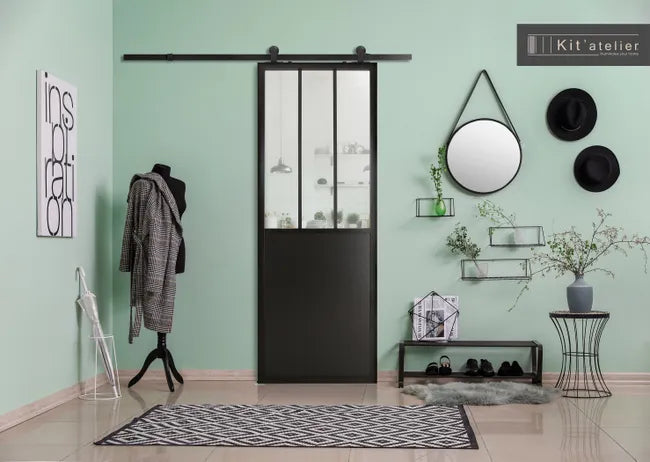 Porte coulissante studio H.204 X L.83 + rail rétro