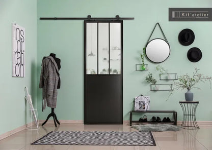 Porte coulissante studio H.204 X L.83 + rail rétro