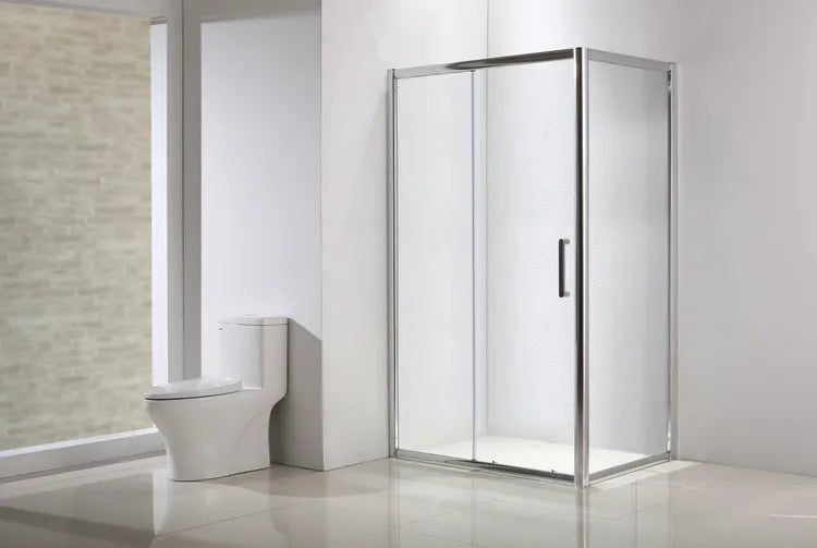 Paroi latérale, l.90 cm verre transparent, Ep.6 mm chromé Quad