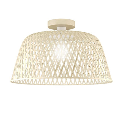 Plafonnier salle de bain Stowell E27, D.38 cm, bambou Eglo