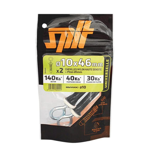 Lot de 2 Cheville murale avec vis xtech SPIT, Ø10 x L.46 mm