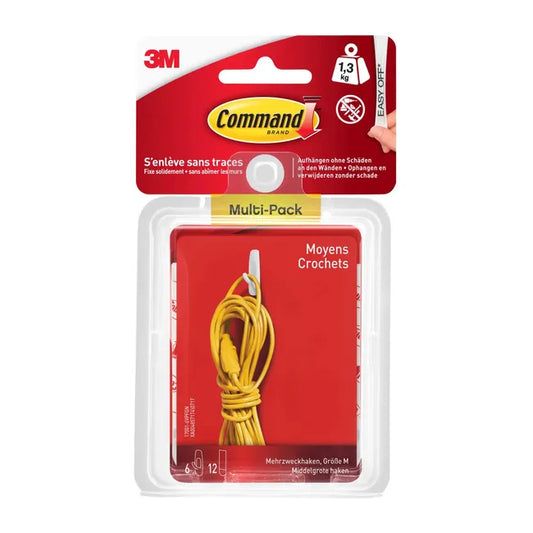 Lot de 6 Crochet adhésif Plastique basique COMMAND