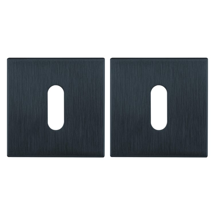 2 rosaces carrées ALPERTEC trou de clé, inox gris anthracite F2
