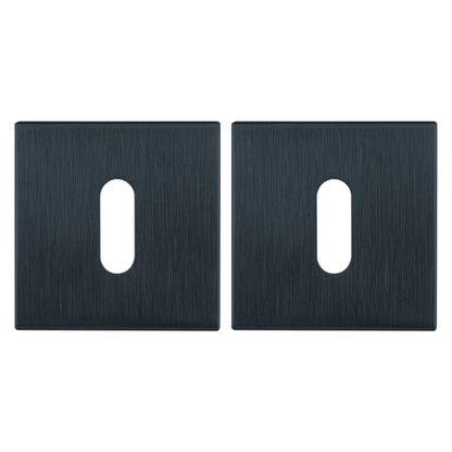 2 rosaces carrées ALPERTEC trou de clé, inox gris anthracite F2