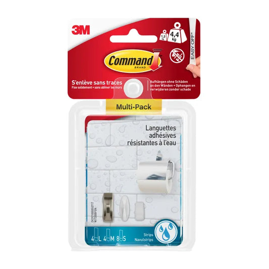 Lot de 16 languettes adhésives résistantes à l'eau COMMAND, blanc