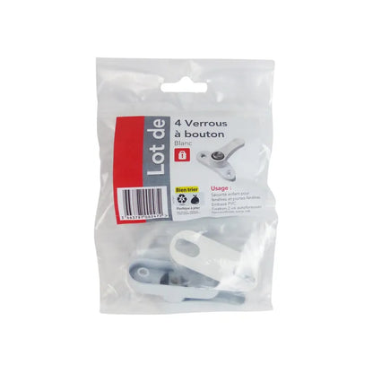 4 verrous à bouton pour fenêtre KINTECH, en alliage zamak blanc