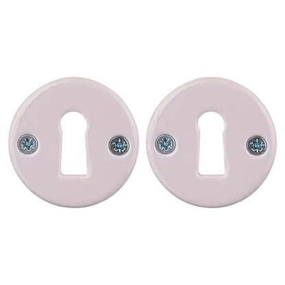 2 rosaces ALPERTEC trou de clé Lizon,porcelaine rose C3