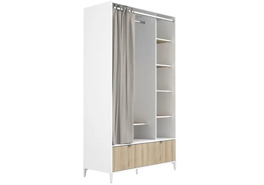 Kit dressing Quotidien avec tiroirs, blanc et chêne H.214 x l.121.5 x P.53cm
