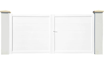 Portail battant pvc Palaos 3m blanc, l.300 x H.165 cm