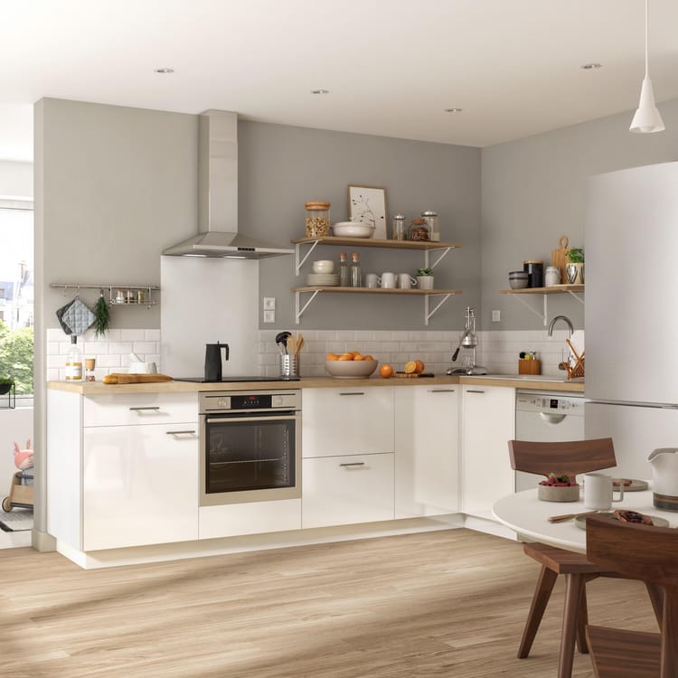 Façade de tiroir de cuisine Sevilla blanc brillant H.63.7 x l.59.7 cm