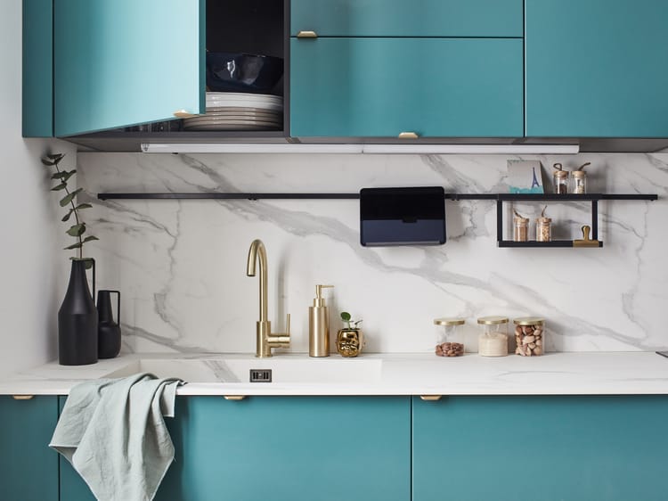 Porte de cuisine vitrée Sevilla vert laguna mat H.76.8 x l.44.7 cm