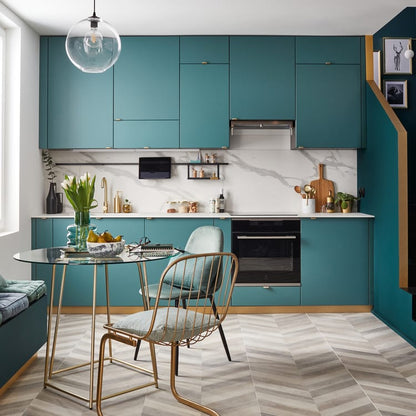 Façade de tiroir de cuisine Sevilla vert laguna mat H.25.3 x l.89.7 cm