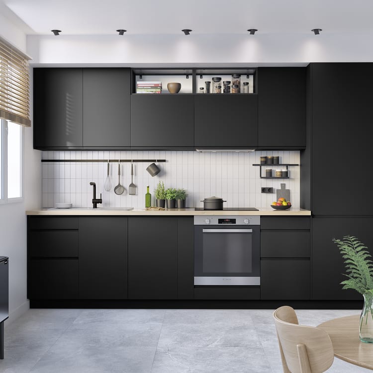 Porte de cuisine Tokyo noir mat H.76.5 x l.59.7 cm