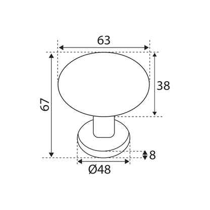 1 bouton sur rosace ovale LINEA BERTOMANI sans trou laiton brossé A3