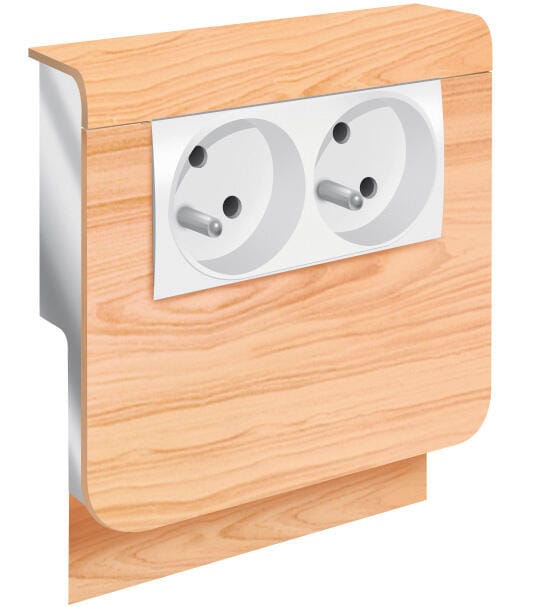 Adaptateur hêtre pour plinthe, H. 19 x P.16.5 cm
