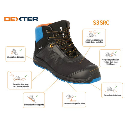 Chaussures de sécurité hautes S3 Dexter* urban, DEXTER noir T40