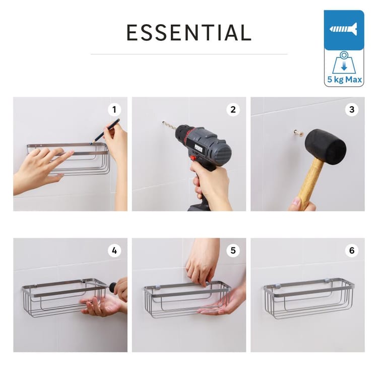 Etagère de douche chromé à visser / à monter mur SENSEA