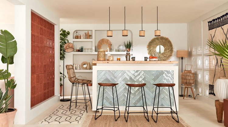 Abat-jour Cylindre H.13 cm, Diam.13 cm raphia, naturel COREP