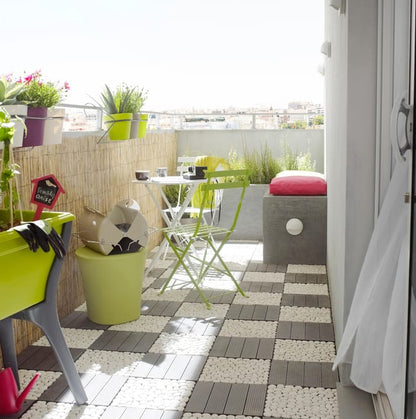 Lot de 4 dalles clipsables composite Snap&go, gris, L.30 x l.30 cm x Ep.23 m