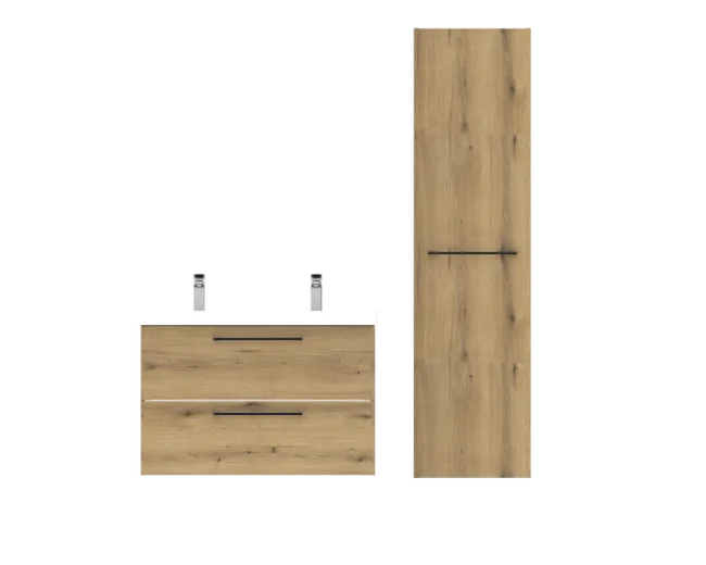 Caisson colonne Remix, l.30 x H.173 x P.33 cm, effet chêne miel
