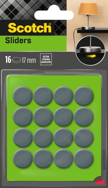 16 patins de pied de meuble en polypropylène auto-adhésif SCOTCH Ø17 mm
