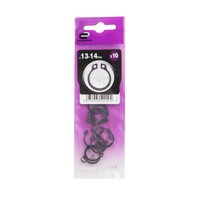 Lot de 10 circlips extérieurs acier, STANDERS, Diam.14 mm, L.15.5