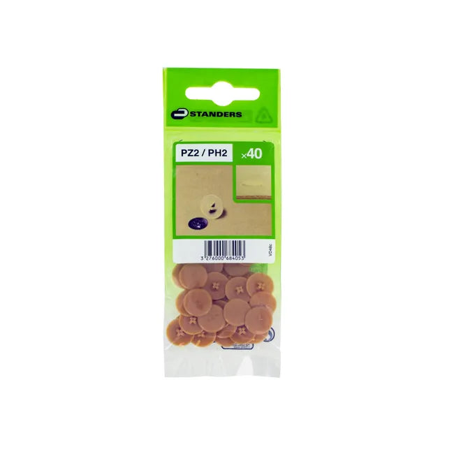 Lot de 40 caches-vis polypropylène rond marron STANDERS Ø4.5 mm