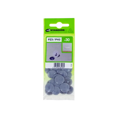 Lot de 30 caches-vis polypropylène rond gris STANDERS Ø6 mm