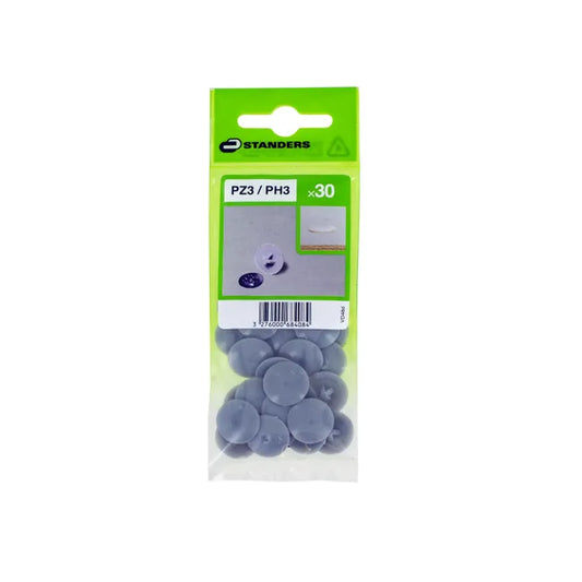 Lot de 30 caches-vis polypropylène rond gris STANDERS Ø6 mm