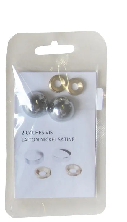 Glass clip Cache vis acier nickelé argent, H.1.5 x P.0 cm