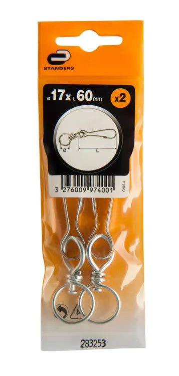 Lot de 2 mousquetons acier zingué STANDERS, L.60 x l.15