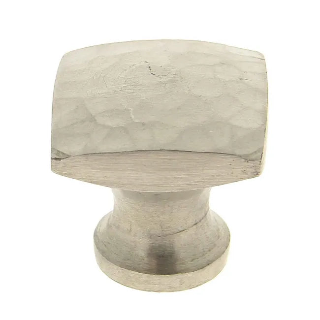 Bouton de meuble carré Facette, fer argent, l.28 mm