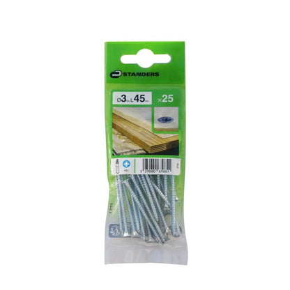 25 vis acier tête fraisée pozidriv STANDERS, Ø3 x L.45 mm