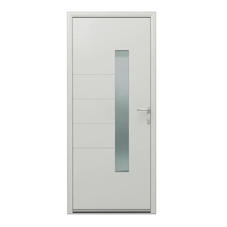Porte d'entrée Alu Navia Essentiel H.215 x l.90 cm vitrée gris clair, p. gauche