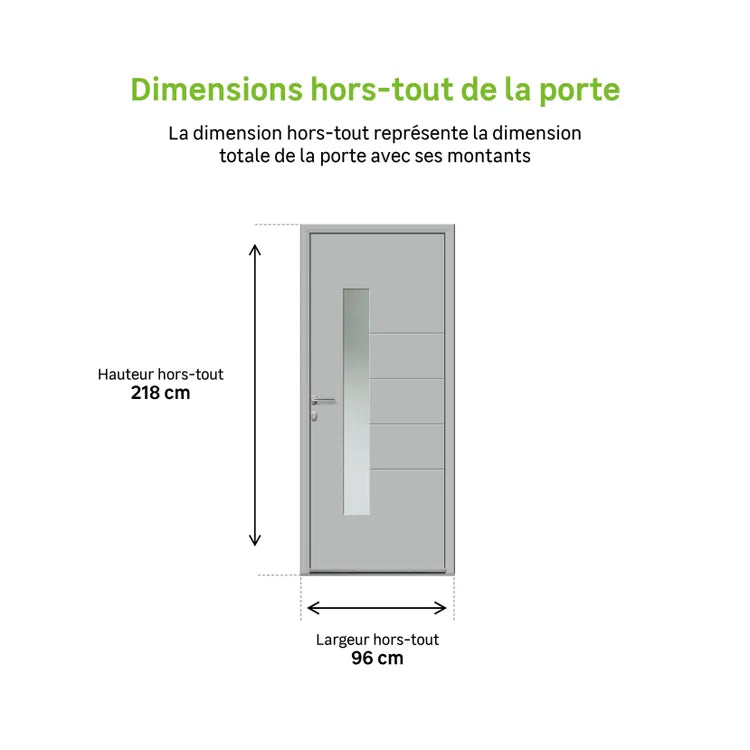 Porte d'entrée Alu Navia Essentiel H.215 x l.90 cm vitrée gris clair, p. gauche