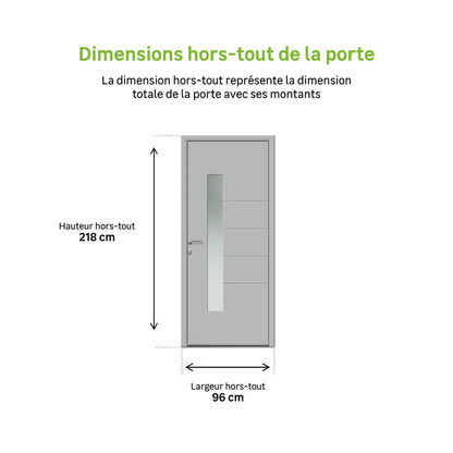 Porte d'entrée Alu Navia Essentiel H.215 x l.90 cm vitrée gris clair, p. gauche