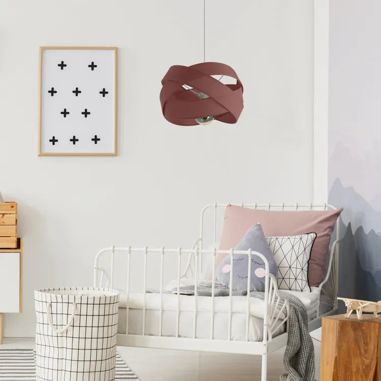 Suspension Bijou polyester, rose, Diam.38 cm, E27