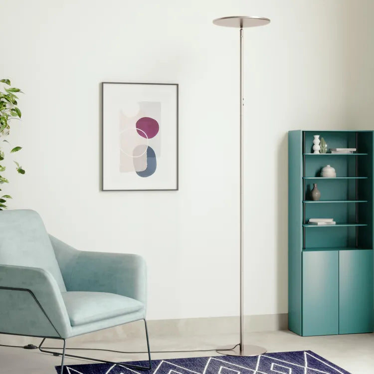 Lampadaire LED droit, design métal chromée mat, INSPIRE 1960 lm H.181 cm Mirasol